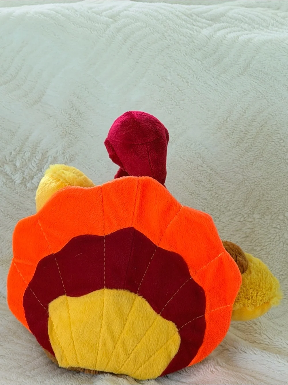 Plush Turkey Dog Toy - Brown, Yellow, Red